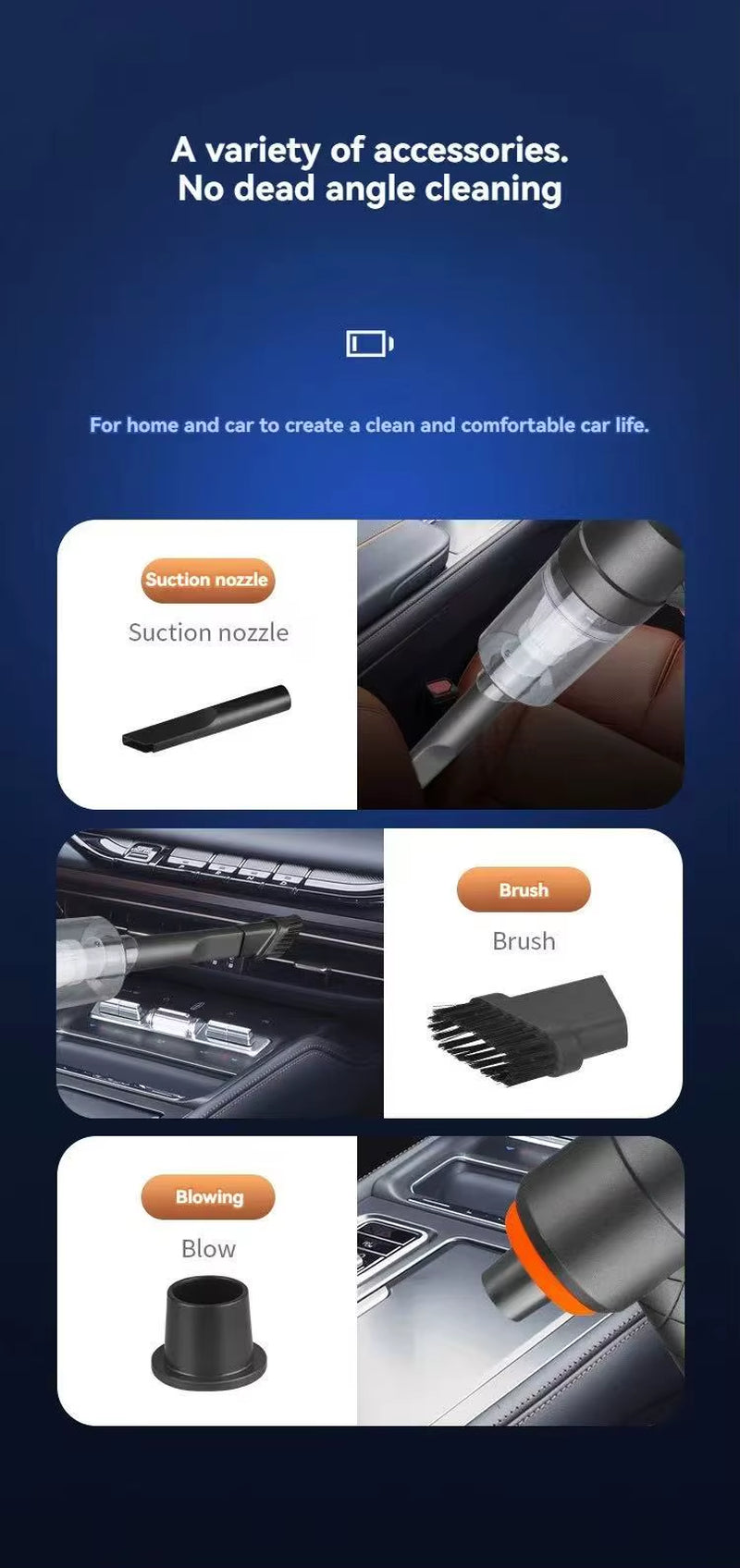 Ultra High Power Car Mounted Vacuum Cleaner Vehicle Wireless Portable Handheld Automobile Mini Vacuum Cleaner